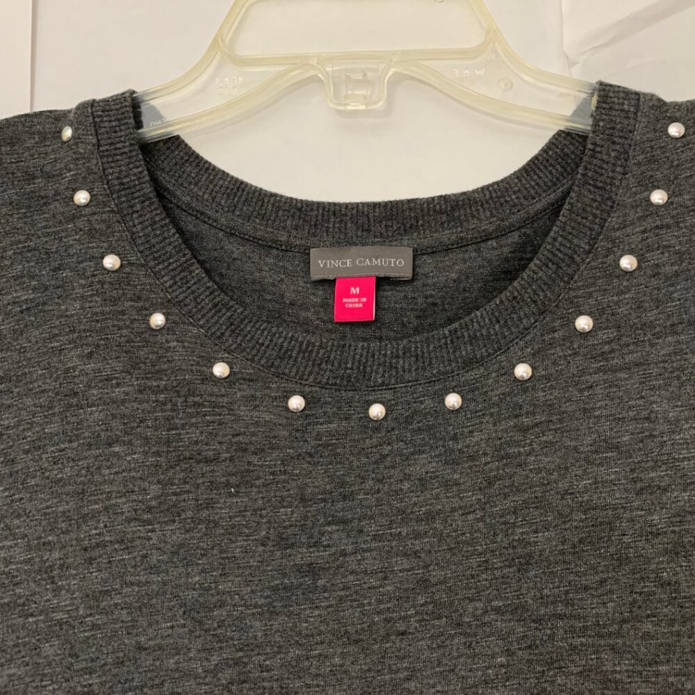 Vince Camuto Black Short Sleeve Top with Metallic Stud Detail Size M - Picture 3 of 5